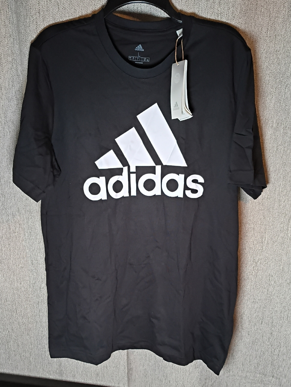 adidas Black T-Shirt with Large White Logo
